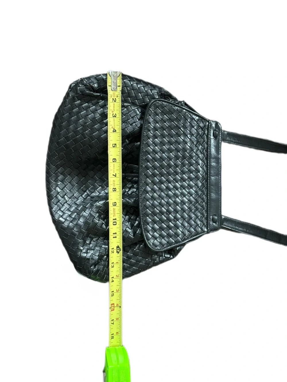 Vintage MEYERS Woven Leather Crossbody Bag Black Intrecciato Style Luxury Look